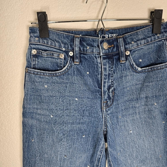 J. Crew 90s classic straight Leg Jean with rhinestones Size 24 Mid Rise - Picture 3 of 9